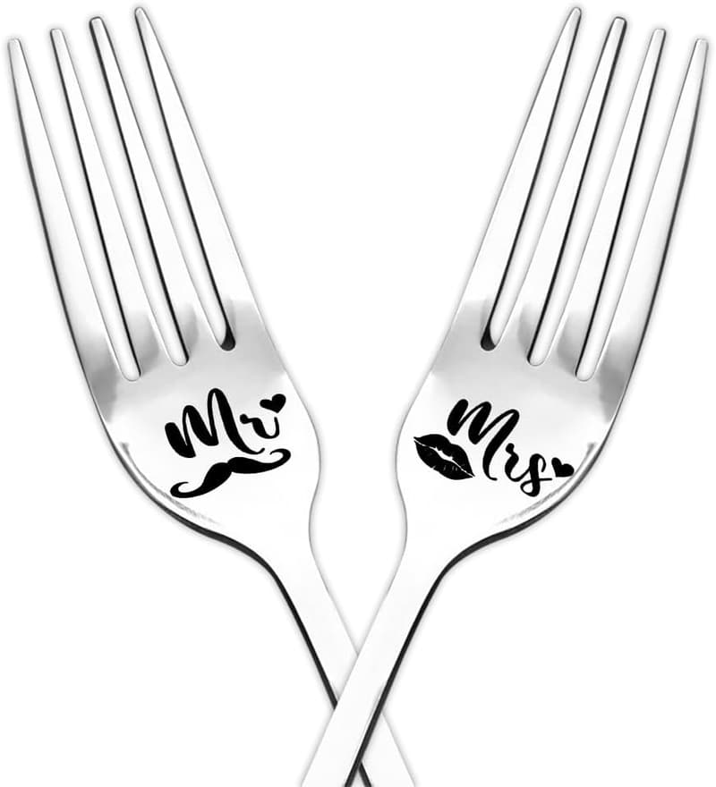 Engraved Mr & Mrs Salad Forks - Wedding & Anniversary Gifts