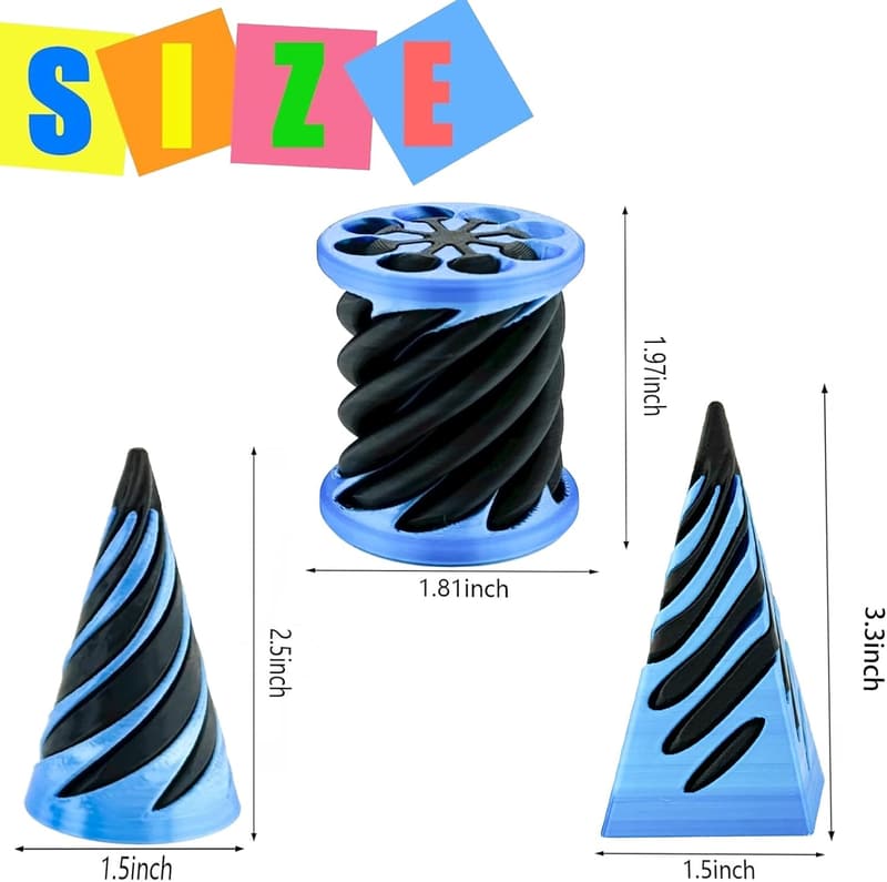 Mini Spiral Cone Fidget Toy - 3 Pack for Stress Relief