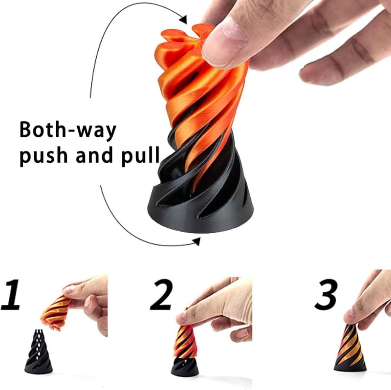 3D Printed Spiral Cone Fidget Toy for Stress Relief