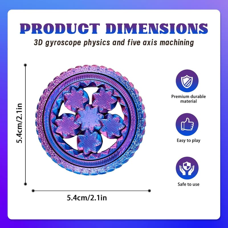 3D Printed Fidget Spinner Toys – Sensory Stress Relief (2 Pack)