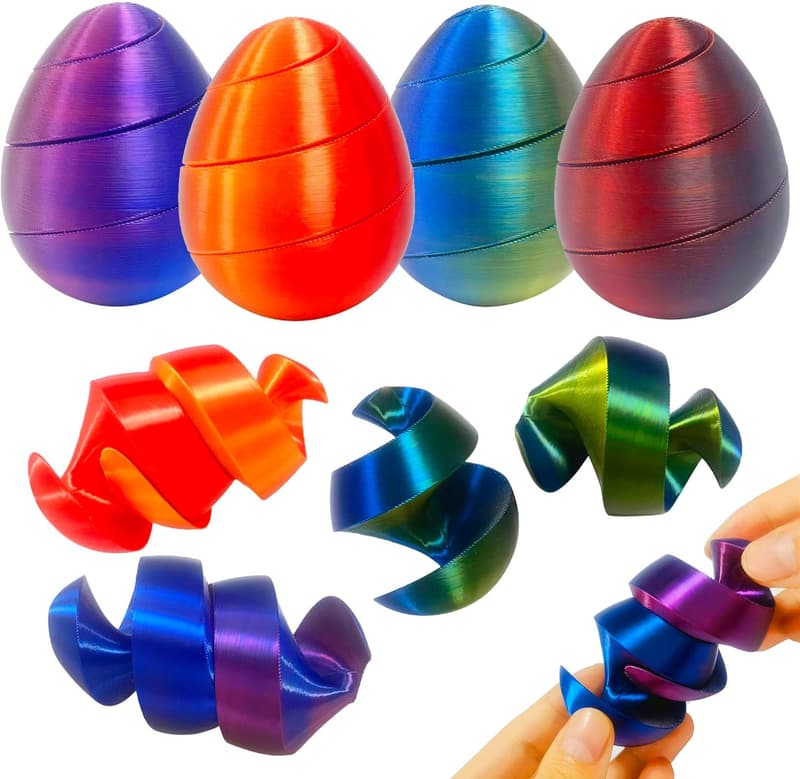 3D Printed Spiral Egg Fidget Toy Set for Kids - Stress Relief