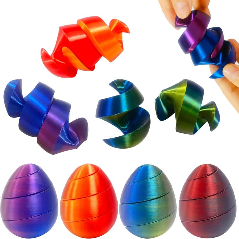 3D Printed Spiral Egg Fidget Toy Set for Kids - Stress Relief