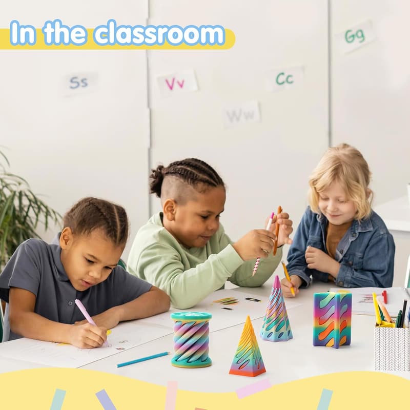 Pastel Spiral Cone Fidget Toys - 4 Pack for Stress Relief