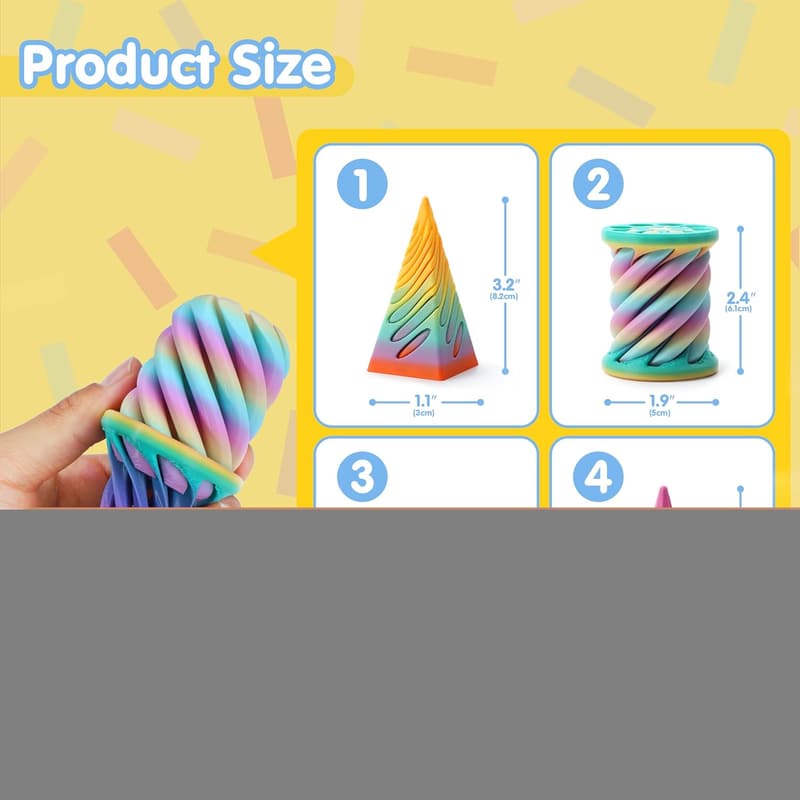 Pastel Spiral Cone Fidget Toys - 4 Pack for Stress Relief