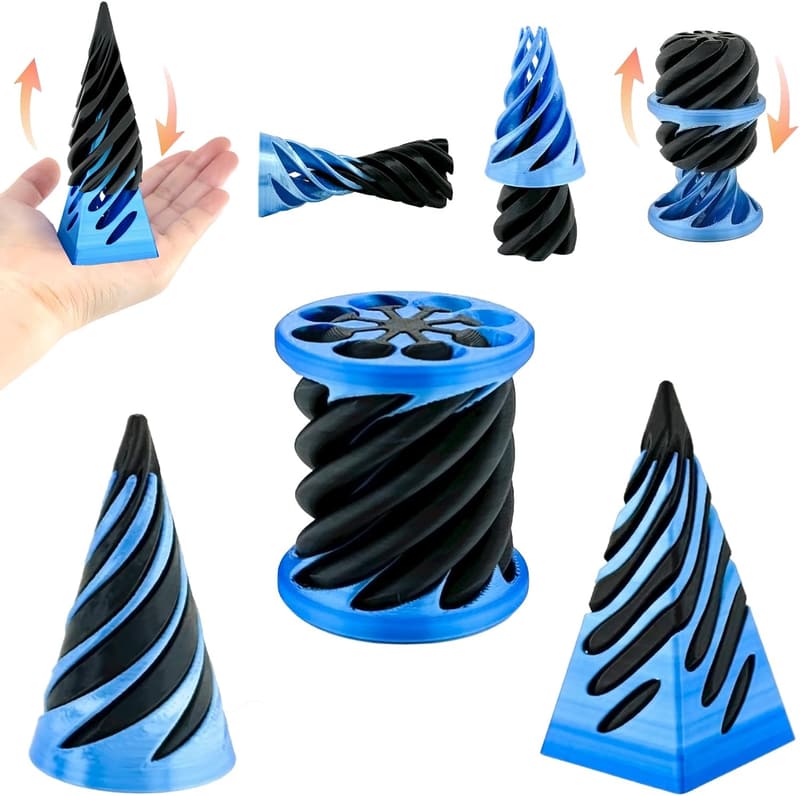 Spiral Cone Fidget Toy Set - Stress Relief Mini Pyramid (3 Pack)