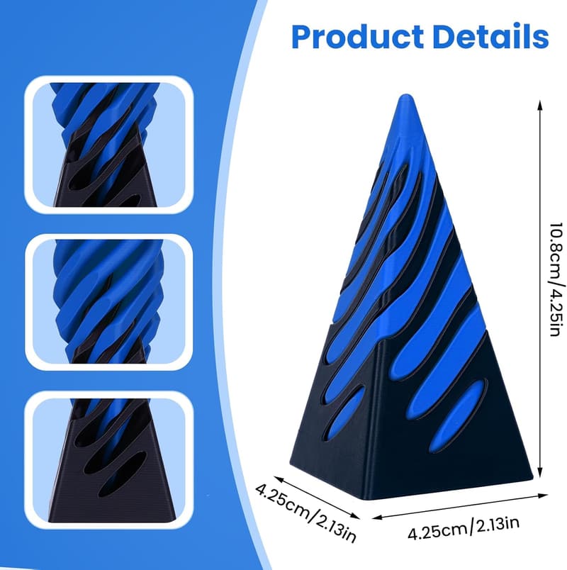 3D Printed Spiral Cone Fidget Toy - Blue Green Desktop Decor