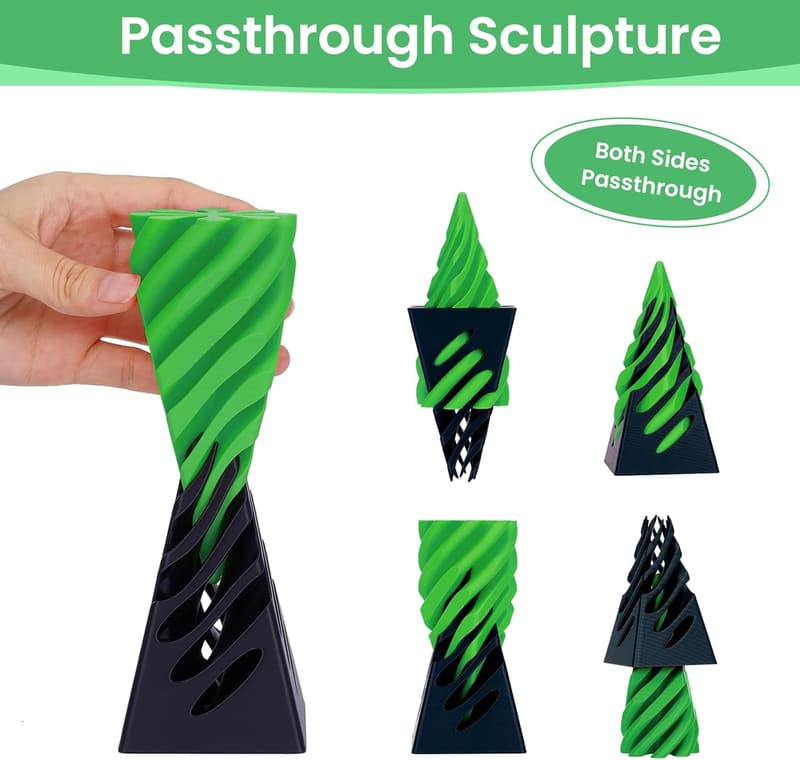 3D Printed Spiral Cone Fidget Toy - Blue Green Desktop Decor
