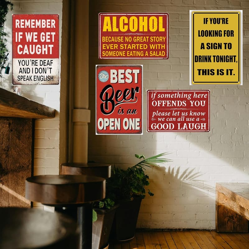 Funny Bar Signs - Vintage Metal Wall Decor for Home & Man Cave