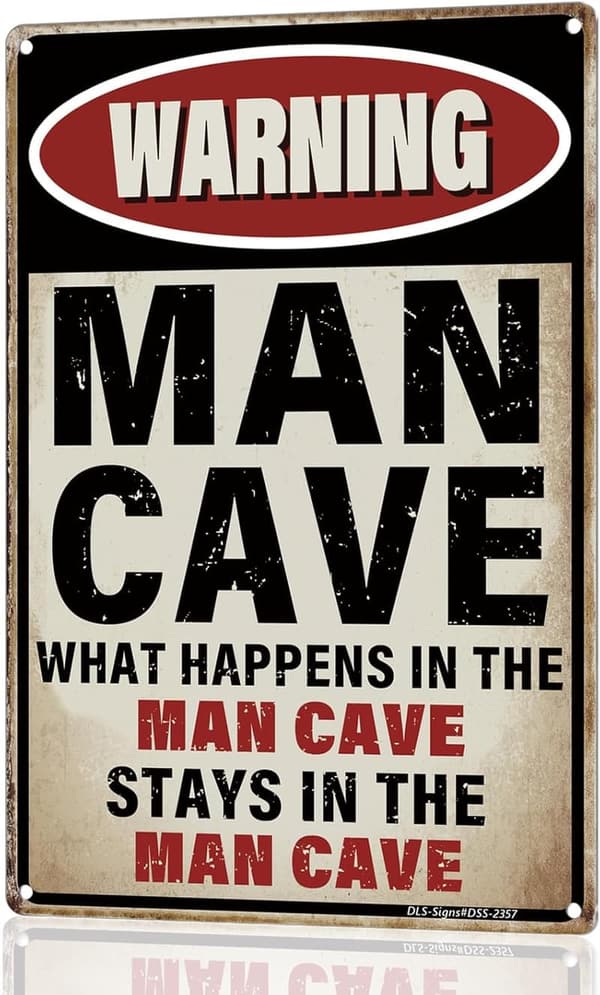 Funny Man Cave Sign - Vintage Metal Wall Decor for Men, 12x8
