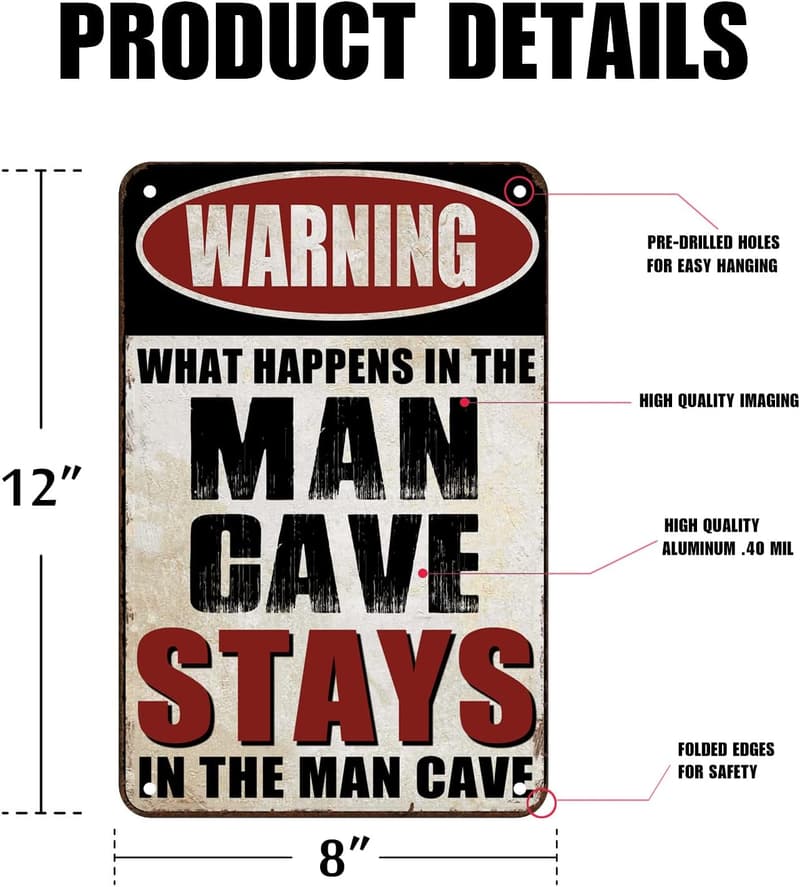 Funny Metal Garage Sign for Man Cave Decor - 12