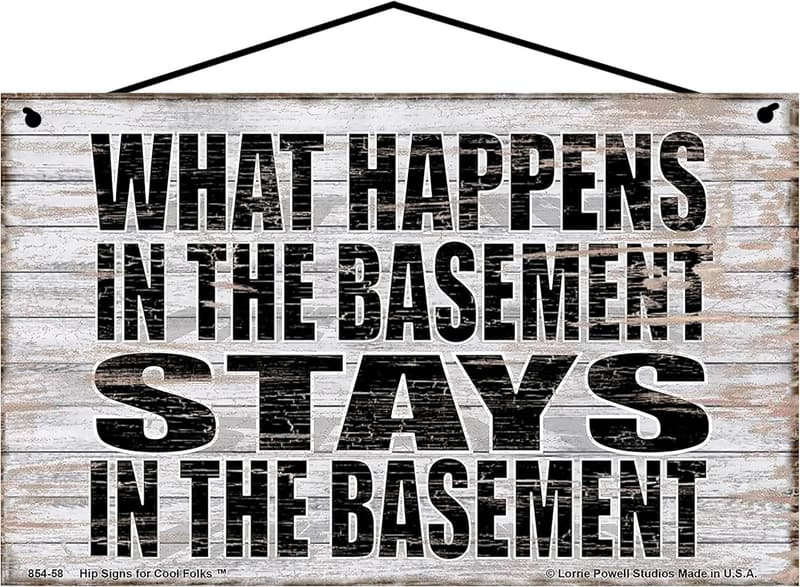 Vintage Basement Sign - Comical Wall Art for Game Rooms