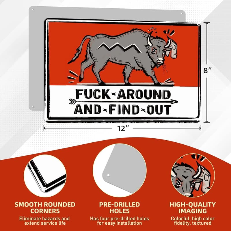 Funny Bar Sign for Man Cave Decor - 12x8 Inch Metal Sign