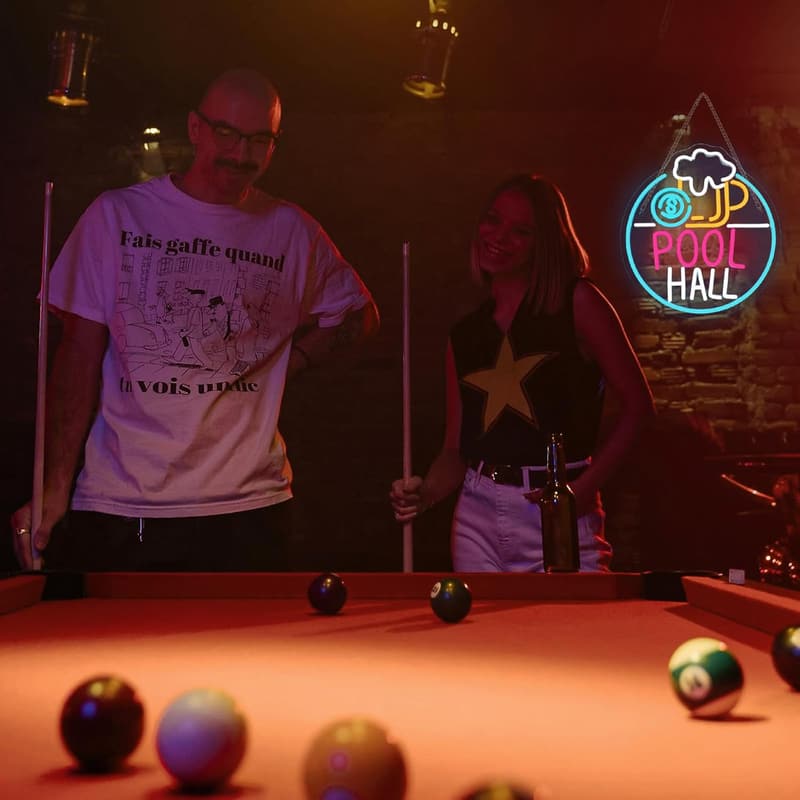 Billiards LED Neon Sign for Game Rooms & Man Caves
