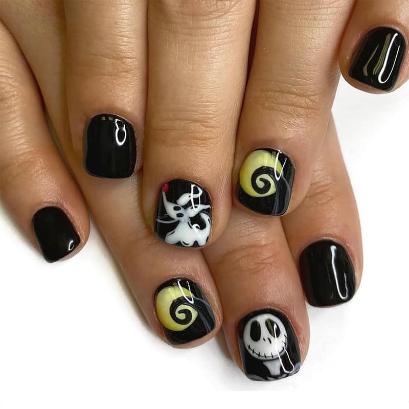 Halloween Short Square Black Press-On Nails - 24 Pcs