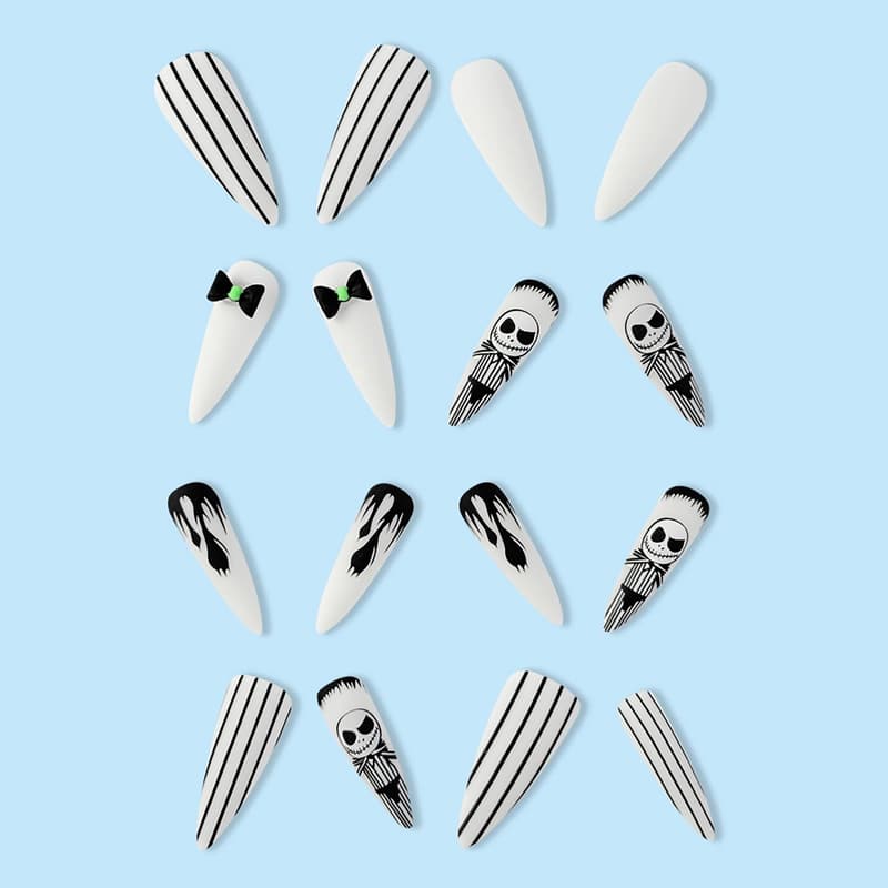 Halloween Stiletto Press-On Nails, Ghost Designs, 24 Pcs