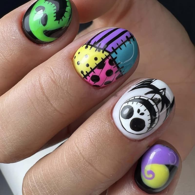Halloween Short Ghost Press-On Nails for Women