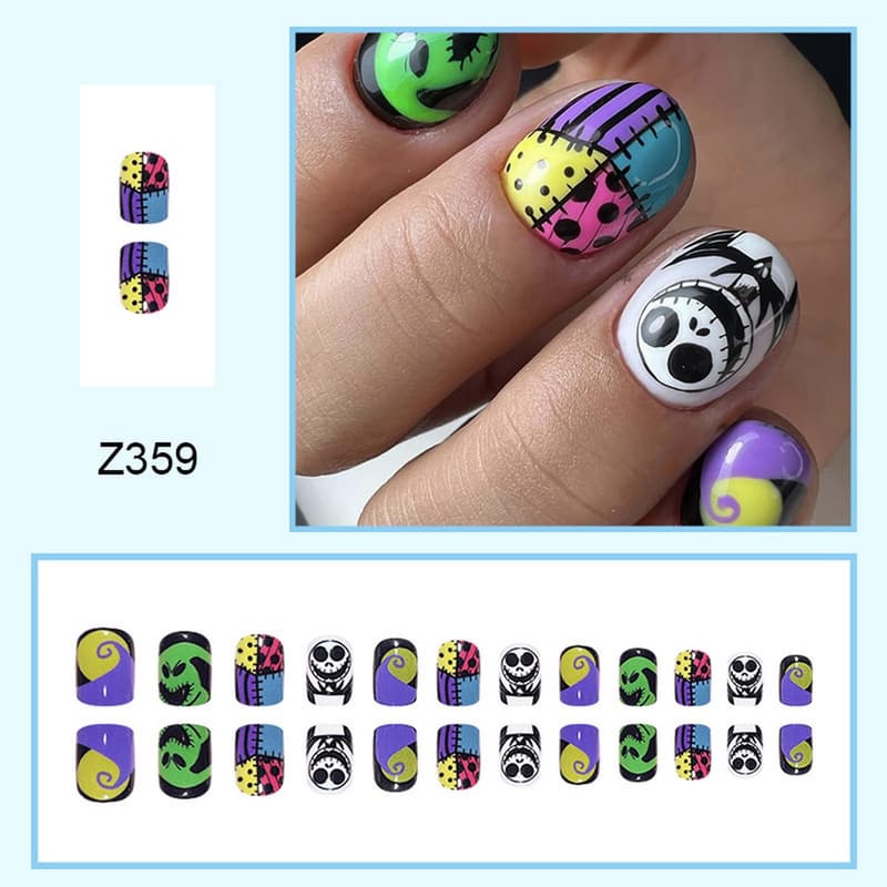 Halloween Short Ghost Press-On Nails for Women