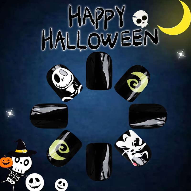 Halloween Glossy Square Press-On Nails for Women