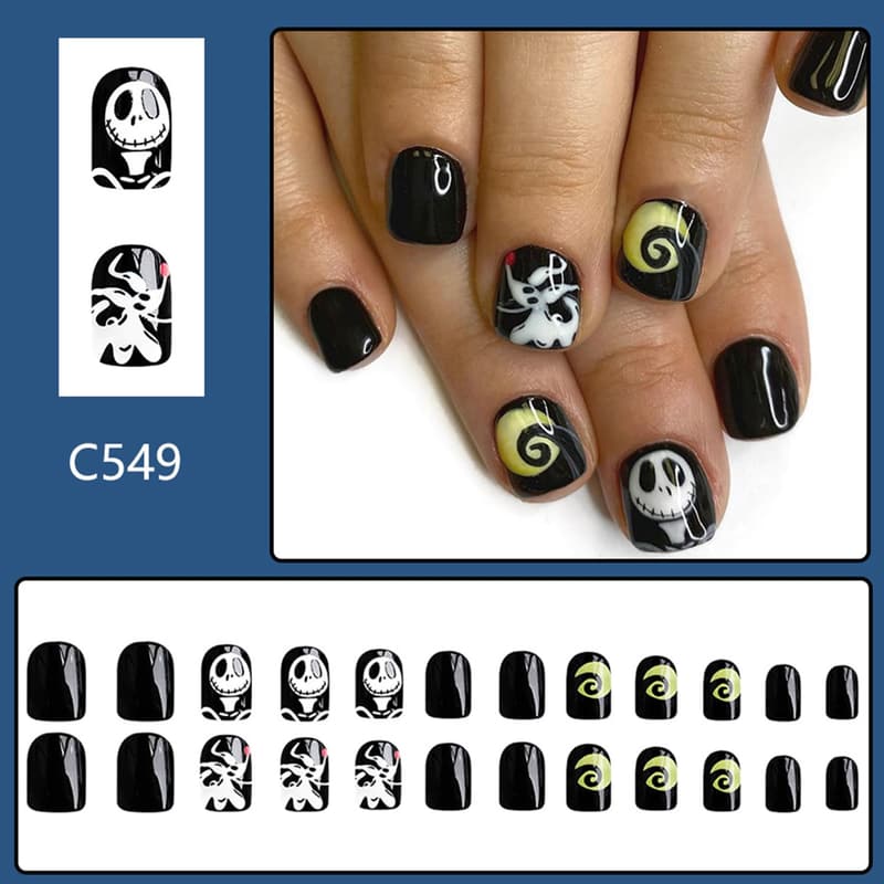 Halloween Glossy Square Press-On Nails for Women