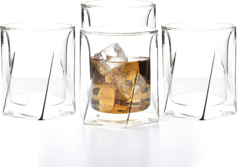 Premium Insulated Double Wall Whiskey Glasses - Set of 4
