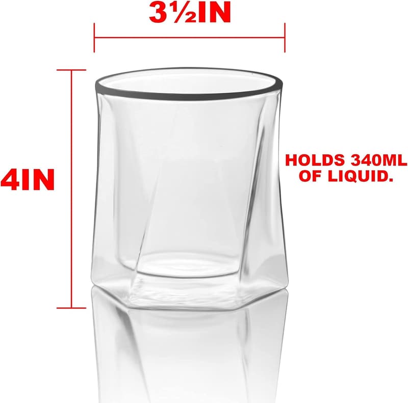 Premium Insulated Double Wall Whiskey Glasses - Set of 4