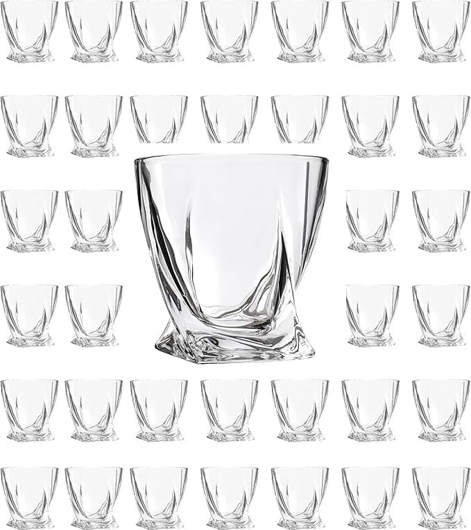Elegant Whiskey Glass Set - Twisted Glass Tumblers for Cocktails (Set of 12)