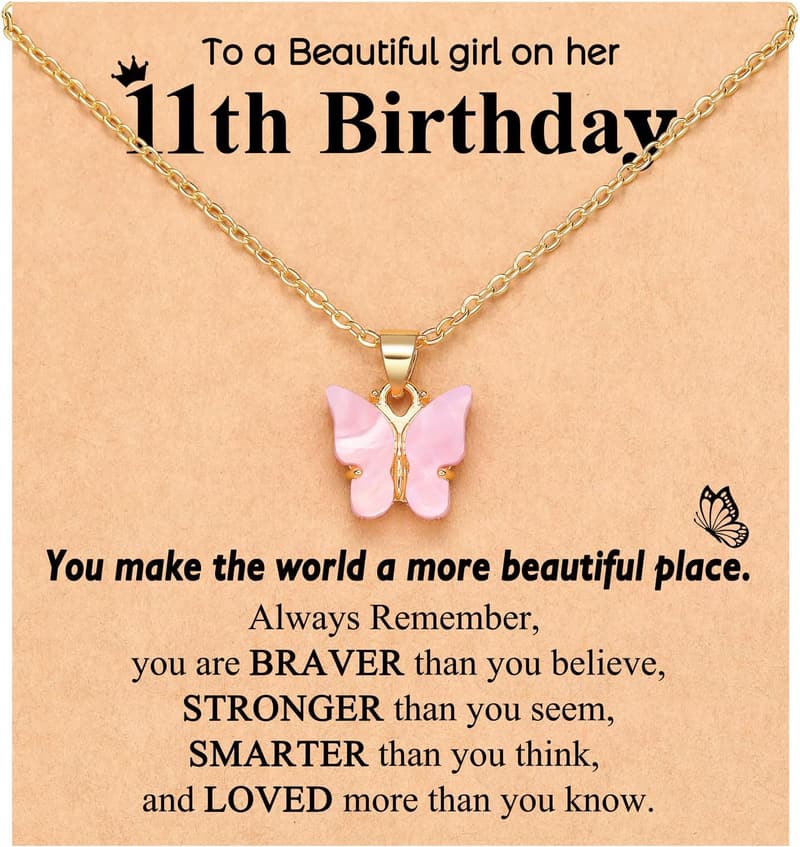 Butterfly Necklace - 6th to 12th Birthday Gift for Her