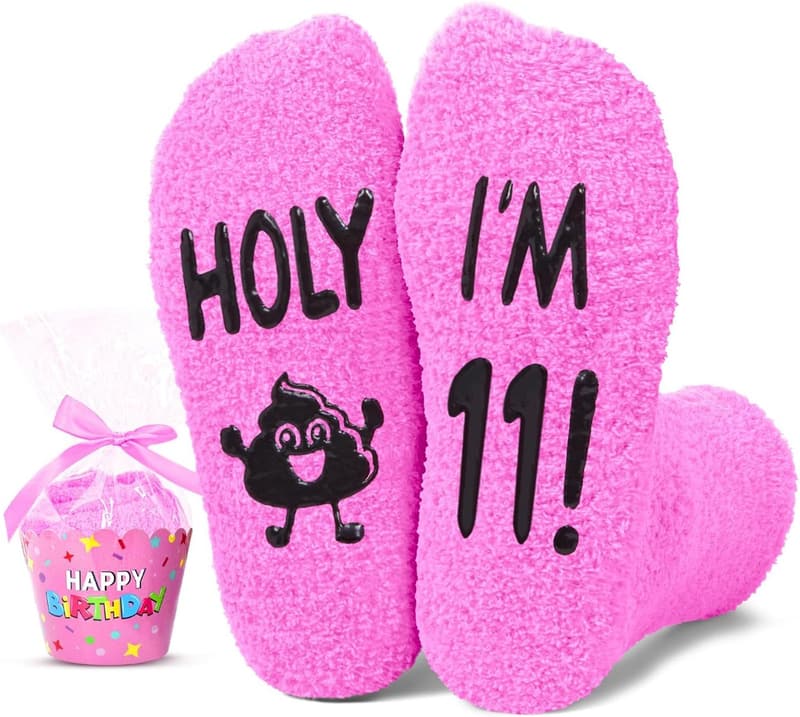 Birthday Fuzzy Socks for Girls Age 6-12 - Gift Idea