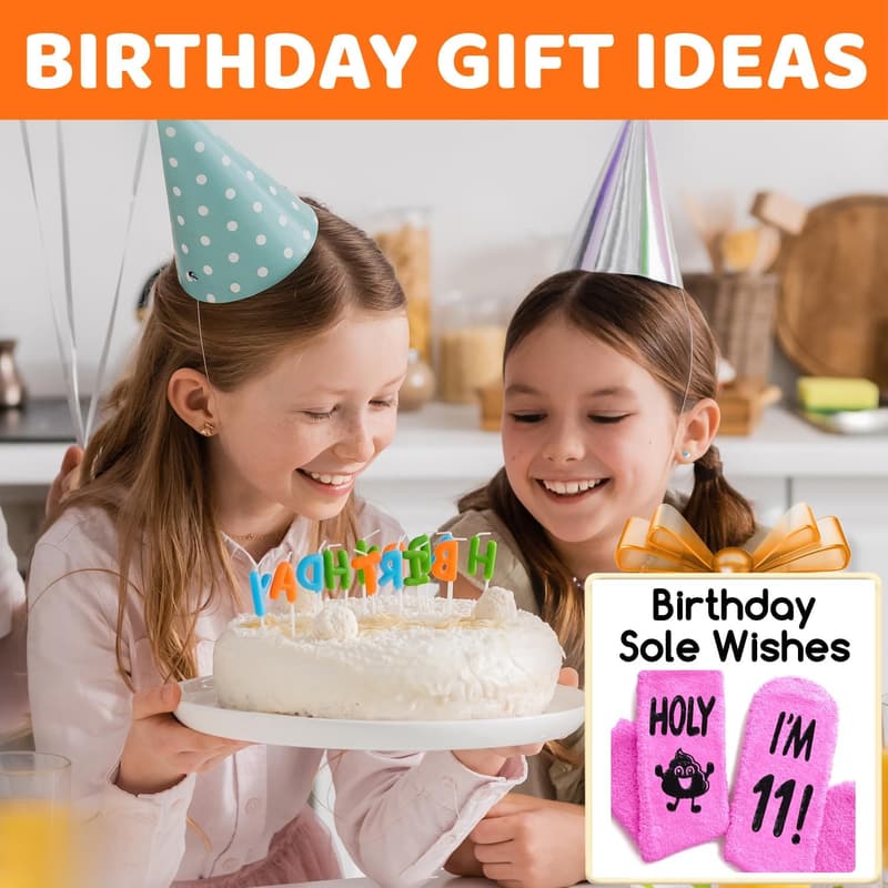 Birthday Fuzzy Socks for Girls Age 6-12 - Gift Idea