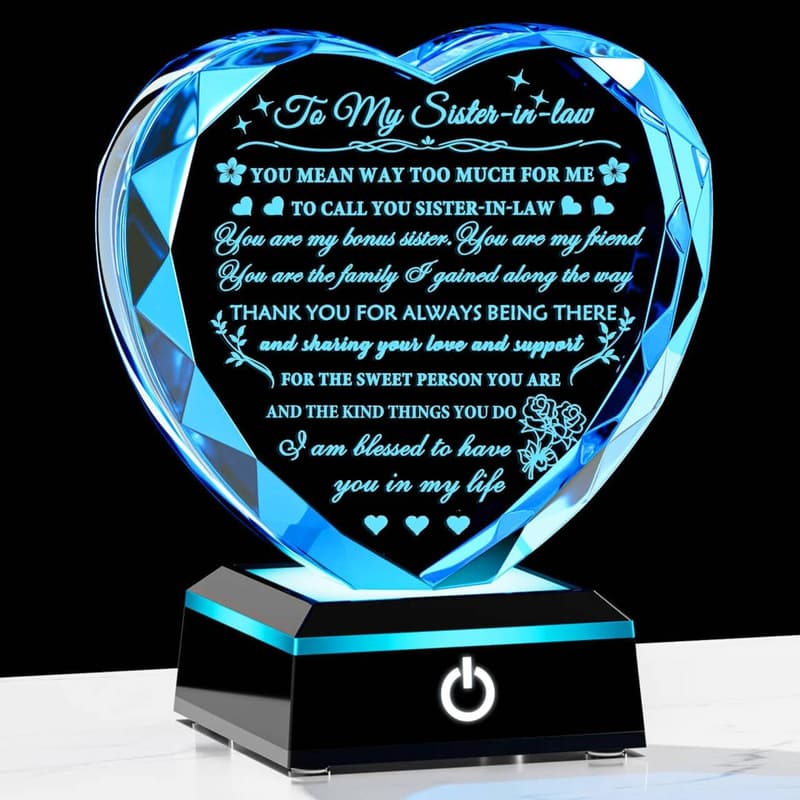 Heart Crystal Keepsake for Sister-in-Law's Birthday or Wedding