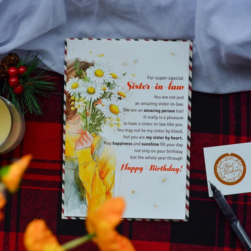 Happy Birthday Sister-in-Law Greeting Card with Envelope