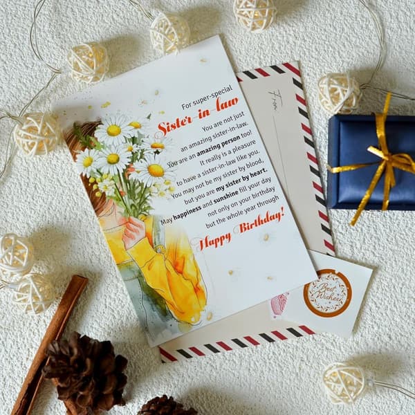 Happy Birthday Sister-in-Law Greeting Card with Envelope