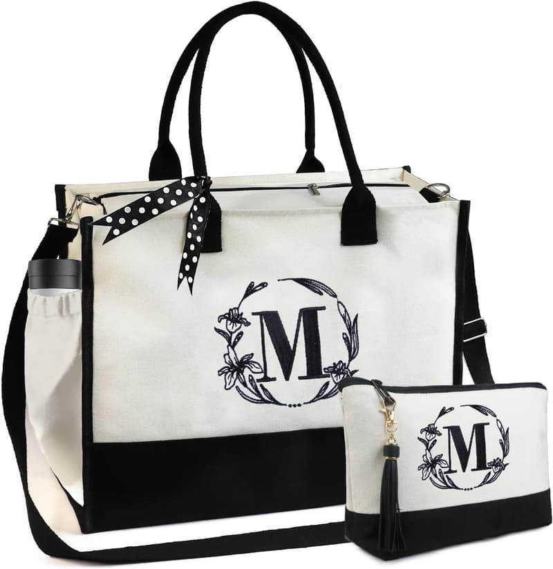 Personalized Tote Bag with Cosmetic Pouch for Women