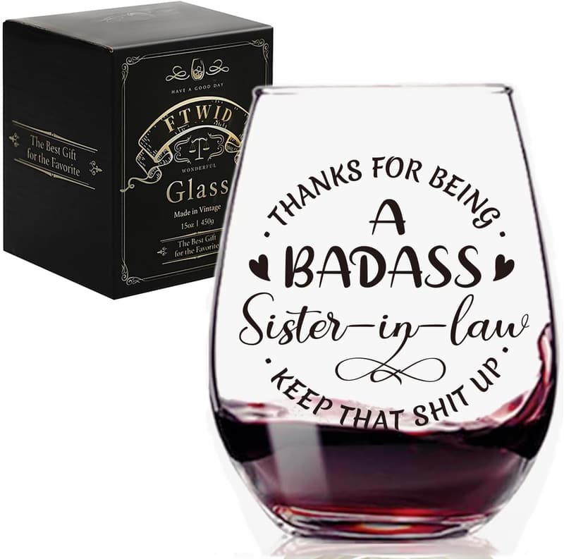 Thank You Gift for Sister-in-Law: Stemless Wine Glass