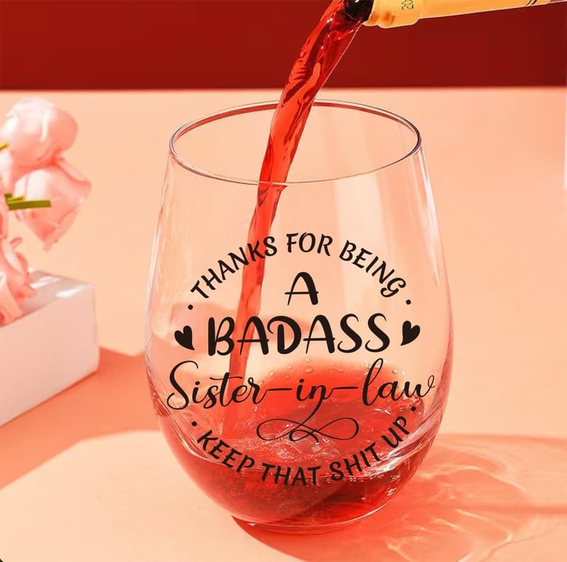 Thank You Gift for Sister-in-Law: Stemless Wine Glass