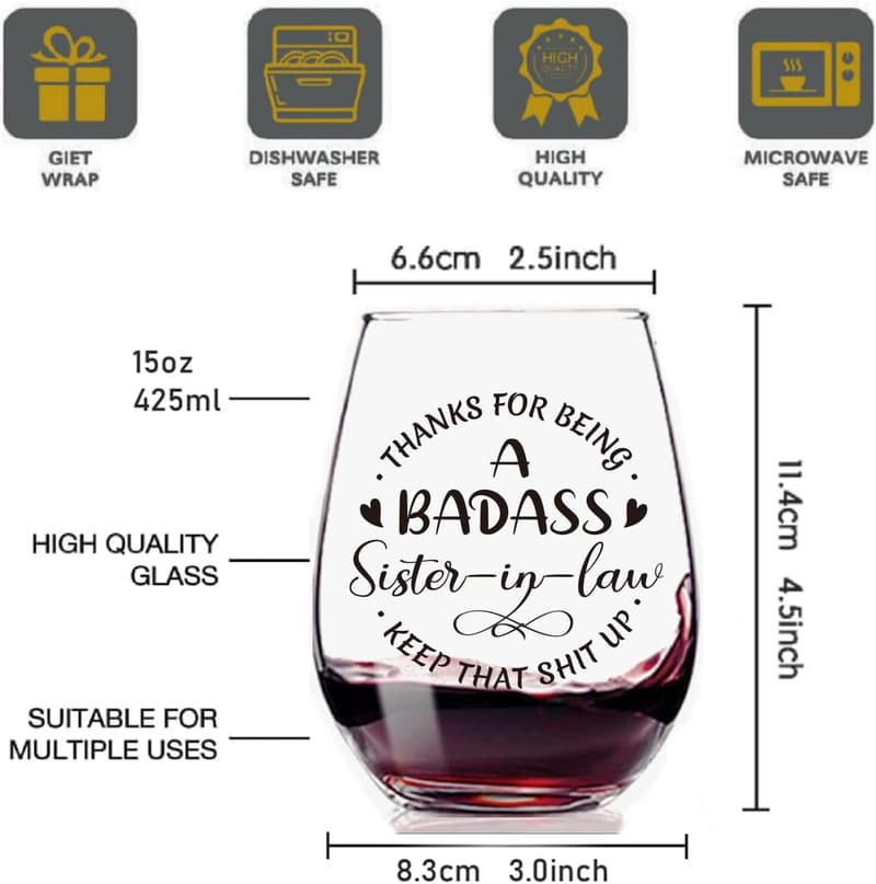 Thank You Gift for Sister-in-Law: Stemless Wine Glass