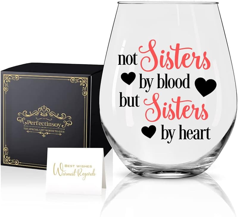 Sister Birthday Gift - Funny Wine Glass with Gift Box