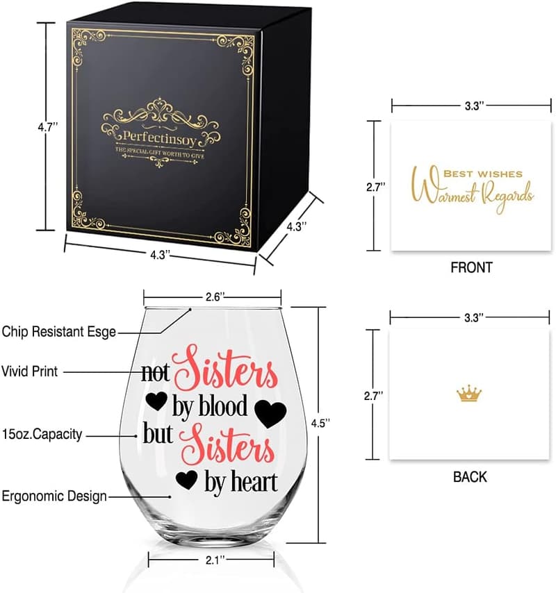 Sister Birthday Gift - Funny Wine Glass with Gift Box