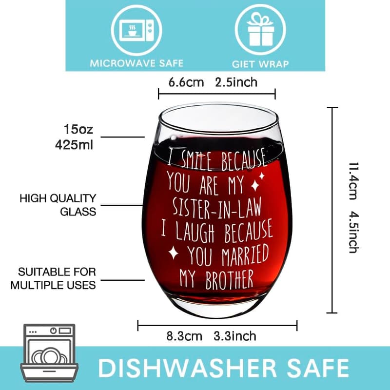 Christmas Gift for Sister-in-Law Wine Glass