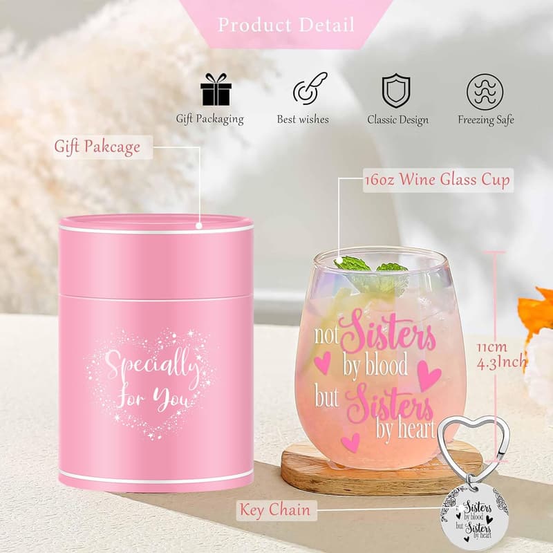 Funny Friendship Stemless Wine Glass for Women - Iridescent Decor