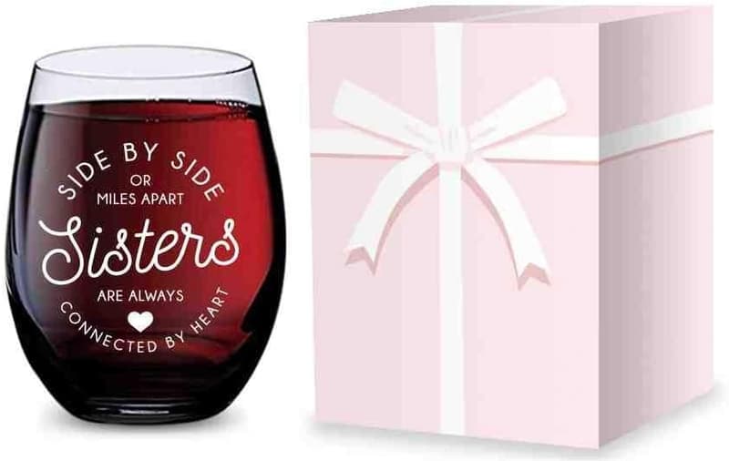 Sisters Stemless Wine Glass - Unbreakable Tritan Plastic, 16 oz
