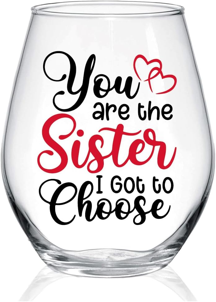Funny Friendship Stemless Wine Glass for Sister Bestie