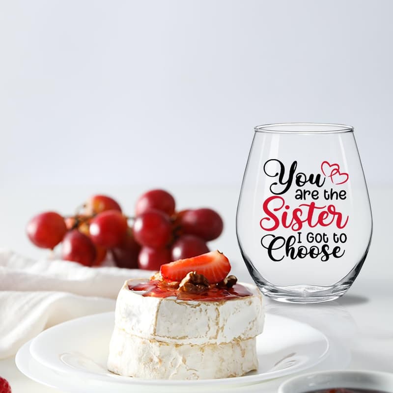 Funny Friendship Stemless Wine Glass for Sister Bestie
