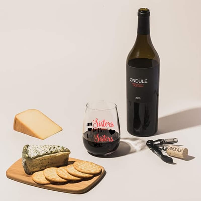 Sister Birthday Gift - Funny Stemless Wine Glass