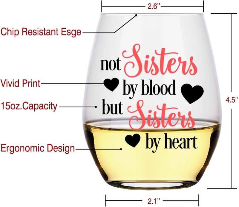 Sister Birthday Gift - Funny Stemless Wine Glass