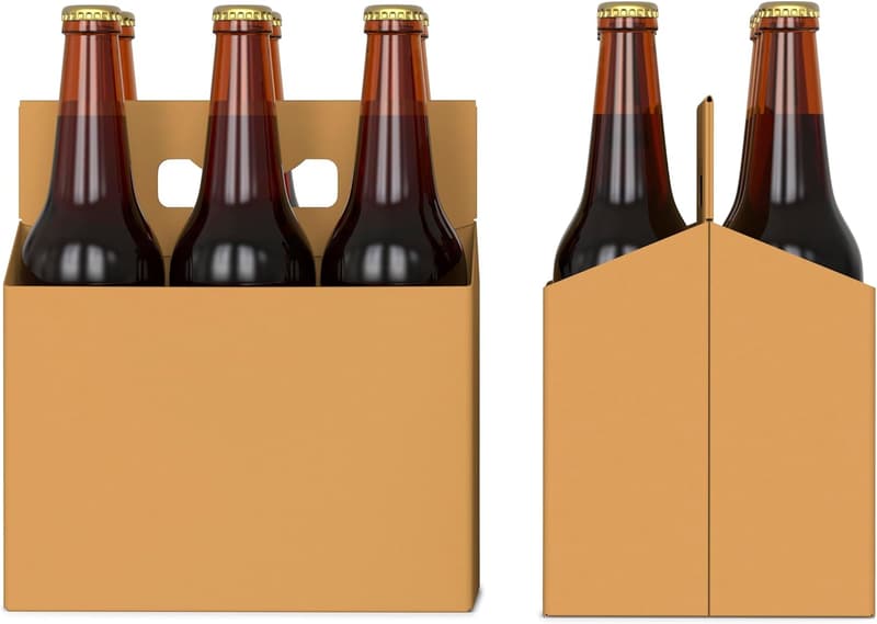 Cardboard Carrier for 6 Bottles | Kraft, 50 Count