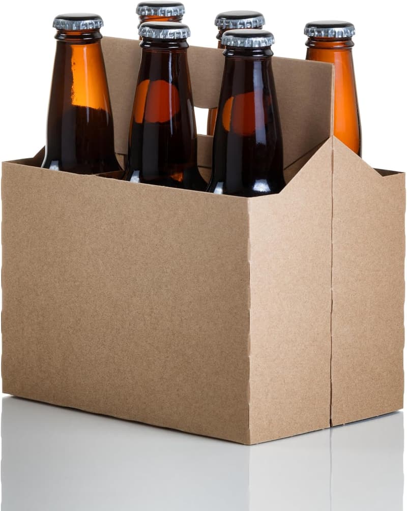 Cardboard Carrier for 6 Bottles | Kraft, 50 Count