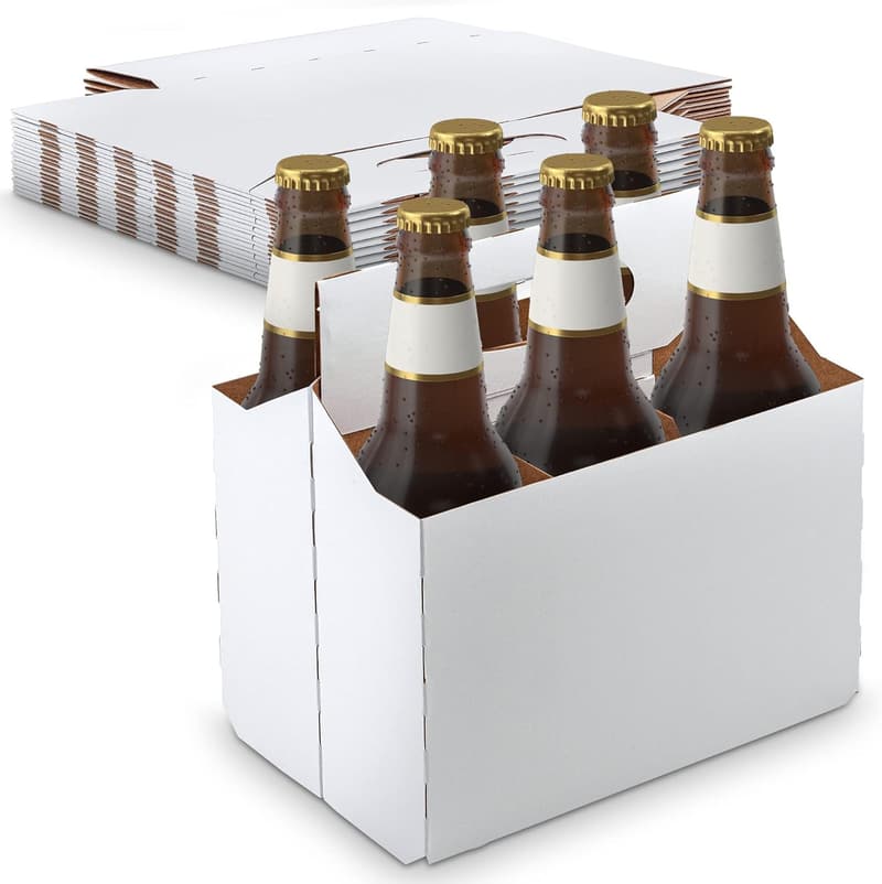 White Cardboard Beer Bottle Carrier - 12 oz, 6-Pack