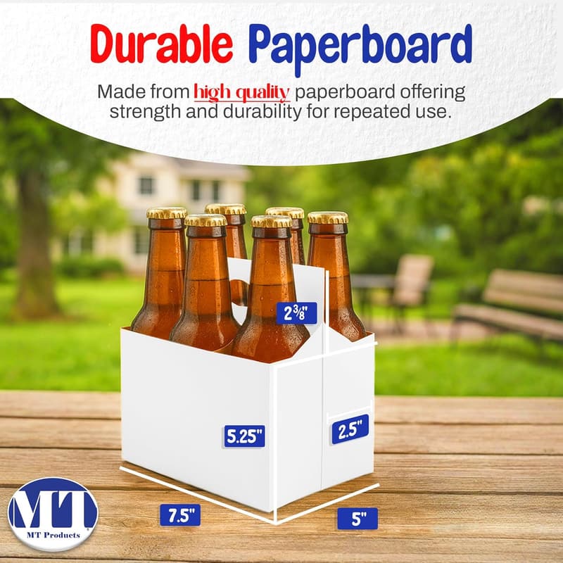 White Cardboard Beer Bottle Carrier - 12 oz, 6-Pack