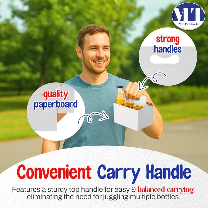 White Cardboard Beer Bottle Carrier - 12 oz, 6-Pack